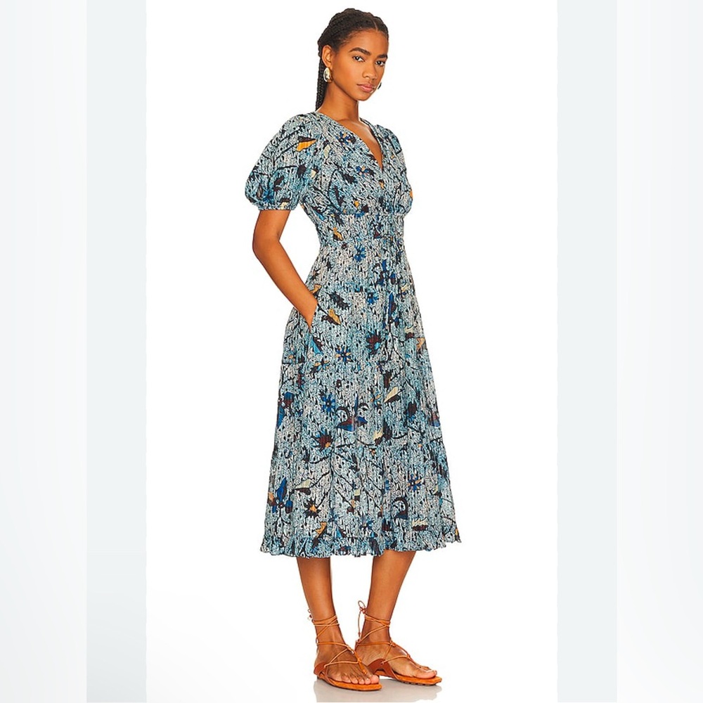 Ulla Johnson Blue Floral Midi Dress